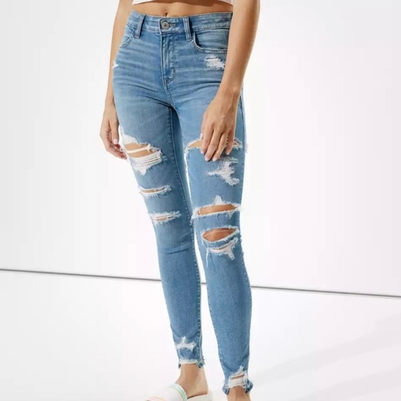 American Eagle Outfitters Denim - American Eagle High Rise Distress Jeans